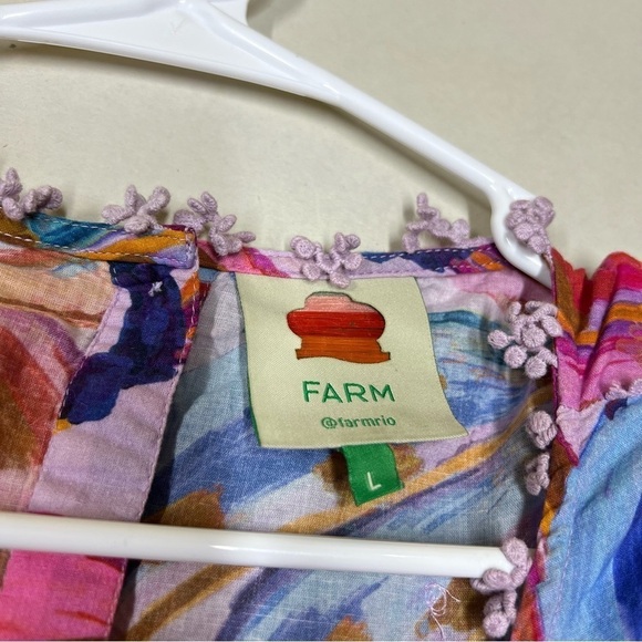 Farm Rio Colored Bananas Puff Sleeve Blouse Size Large - Picture 12 of 15